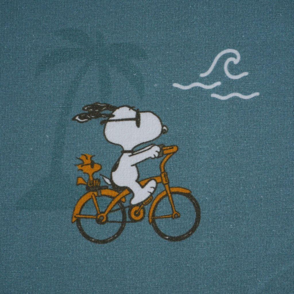 Baumwolljersey Peanuts® Snoopy Summer hellblau – Bio